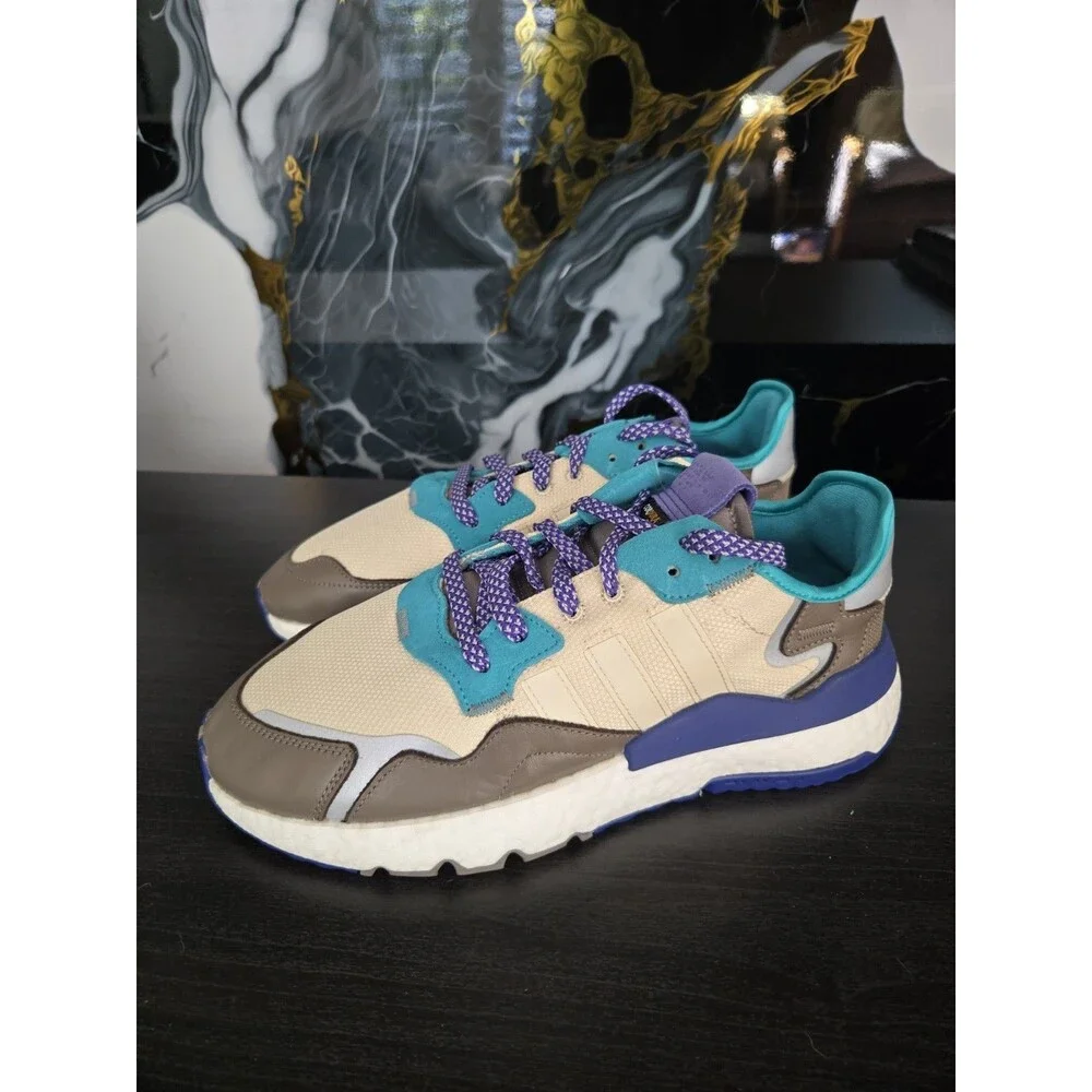 New Adidas Nite Jogger St Desert Sand Men's Sz 9 Reflective EE5905 Sneakers